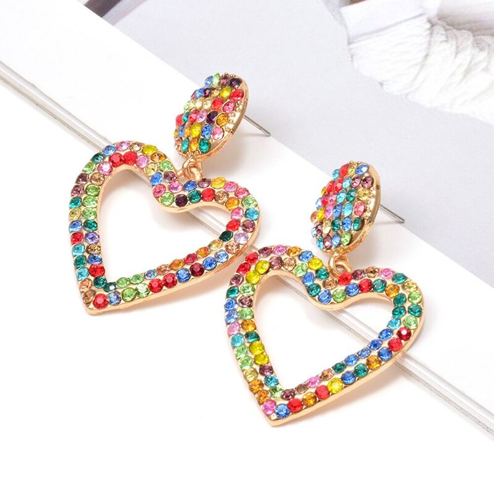 Sabrina Heart-Shaped Drop Earrings - Multi-Colored